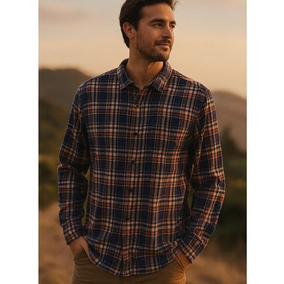 Toad&Co SZ L Men's100% Organic Cotton Flannagan Plaid Flannel Shirt $90 - Picture 1 of 5